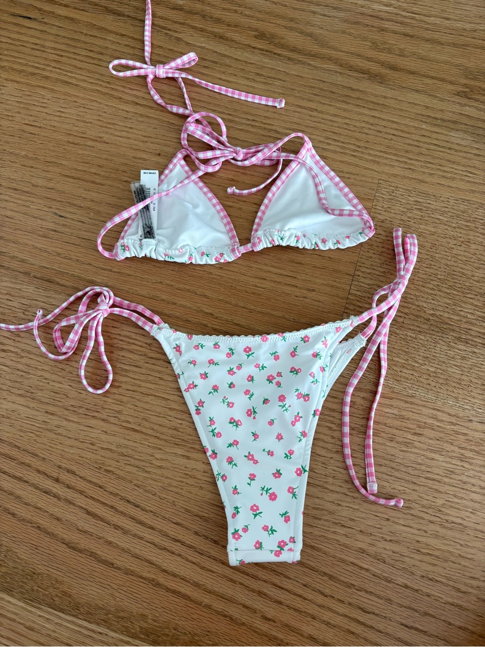 Pink Floral String Bikini Set - Picture 2 of 3